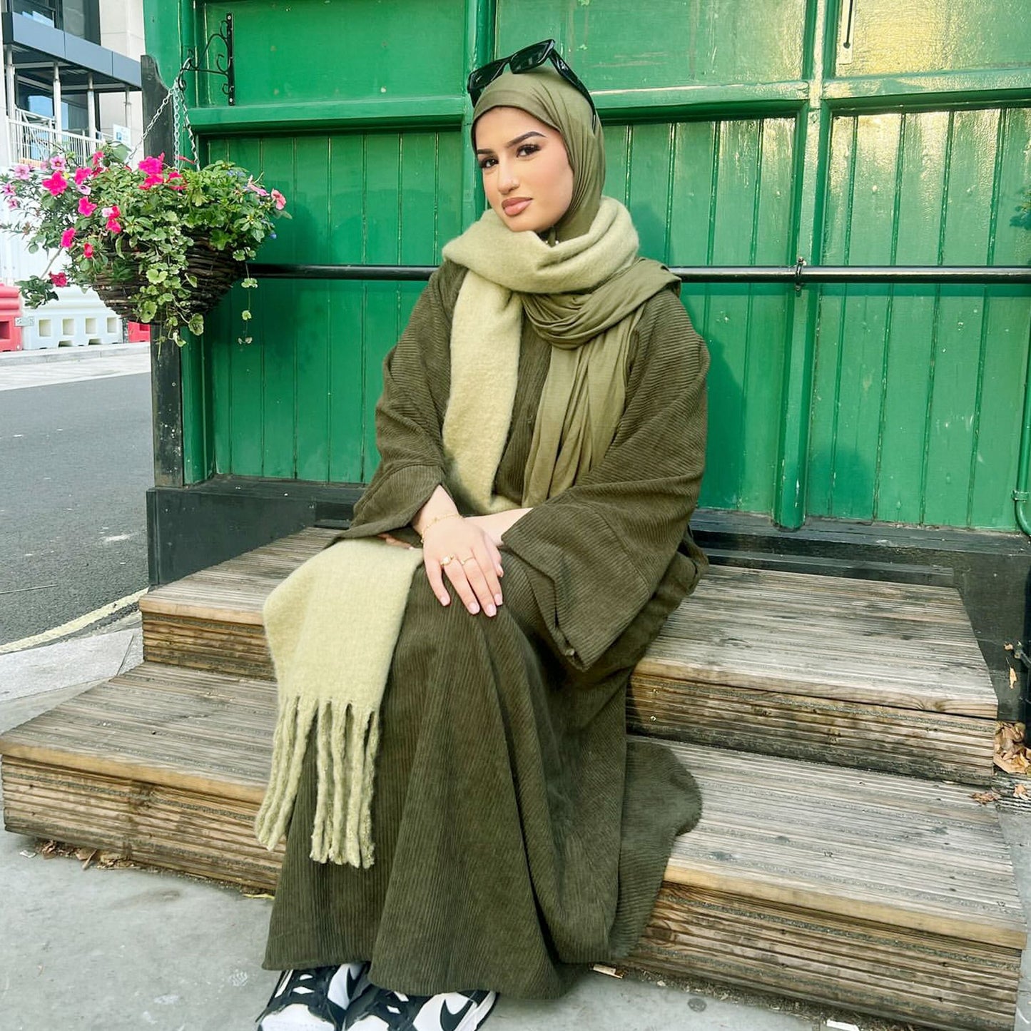 Corduroy Irregular Hem Modest Maxi Dress