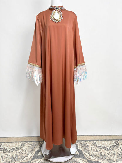 Women's Gradient Tassel Maxi Dress