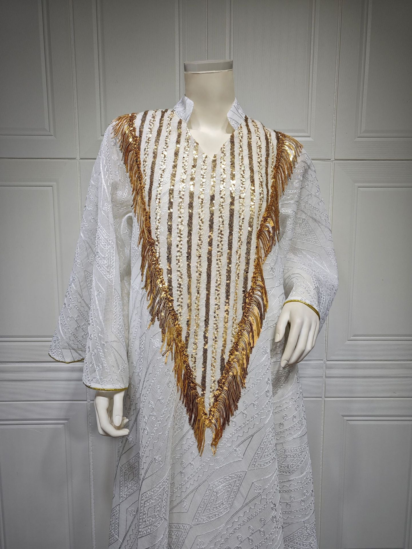 Women's Mesh Embroidered Sequin Jalabiya Dress