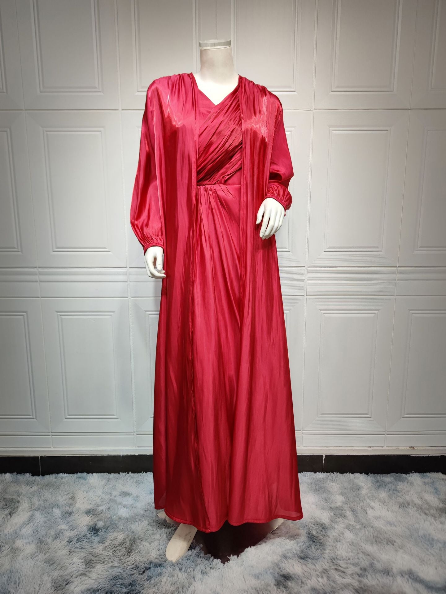 Onjo - Spaghetti Strap Plain Silk Maxi A-Line Dress | YesStyle