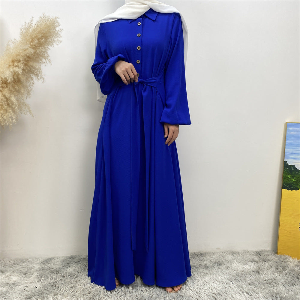 Plain Loose Buttoned Dress with Pockets