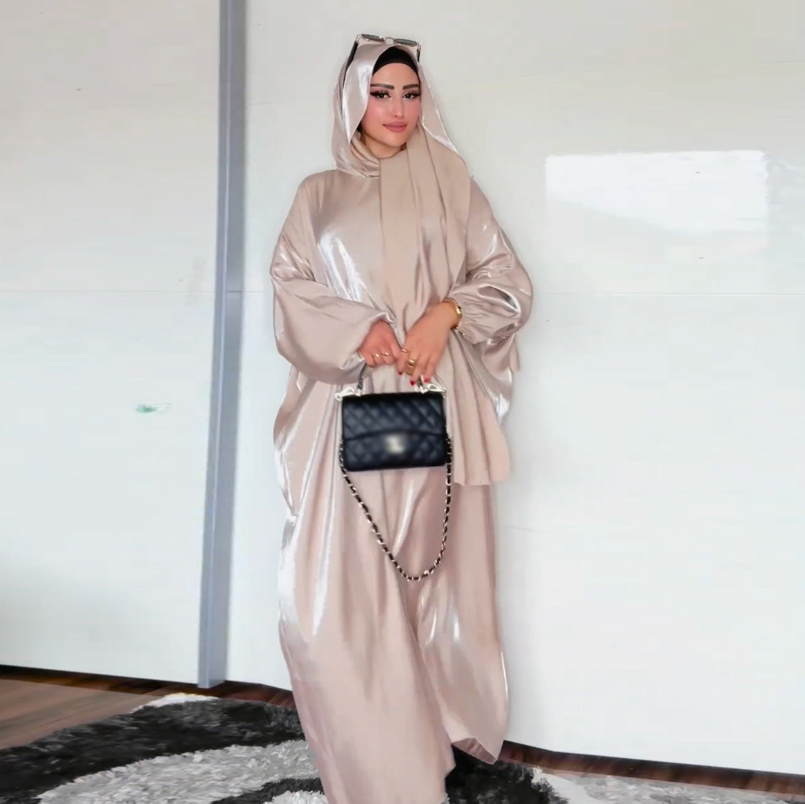 Women's Glittering Abaya Robe (with Hijab)