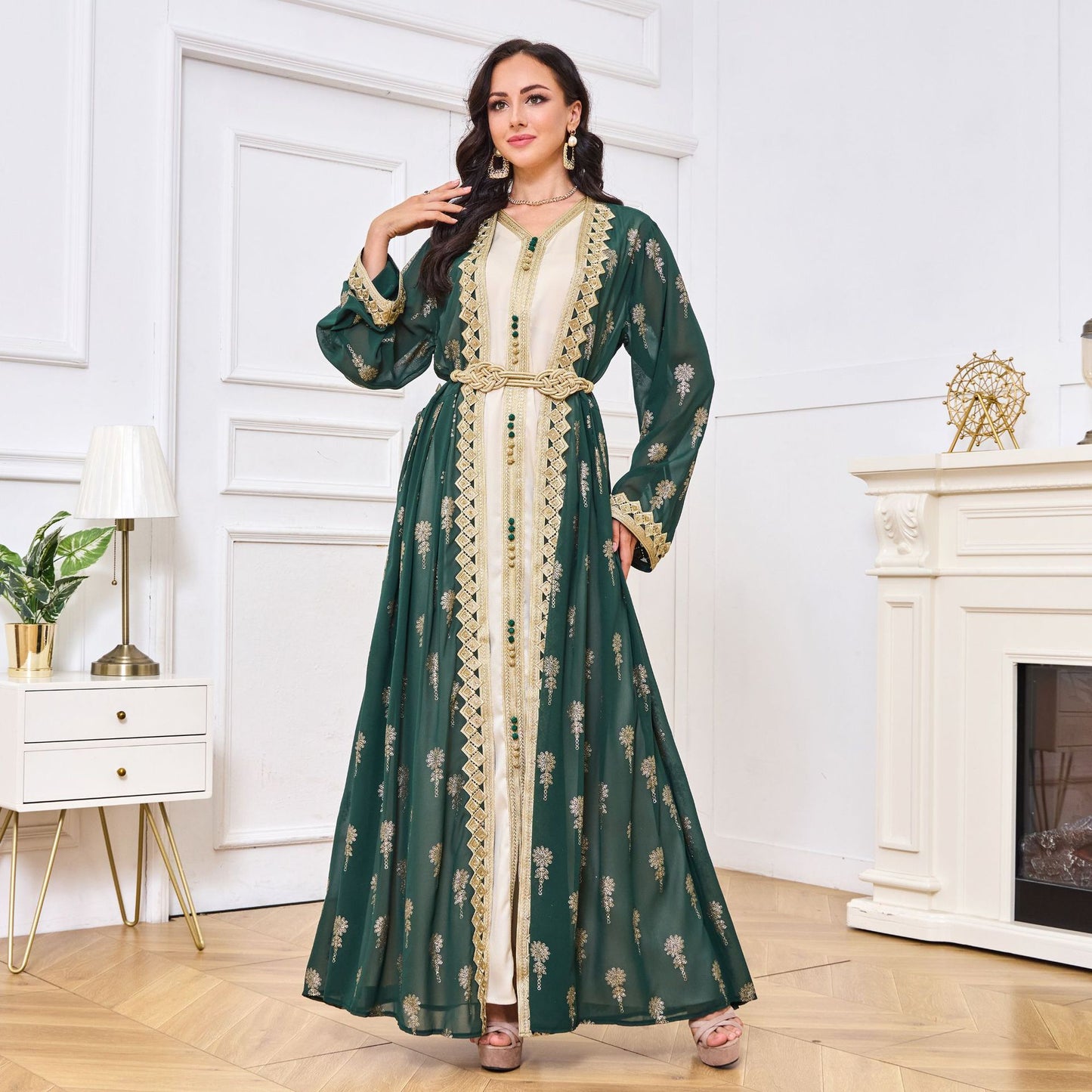 Women's Embroidered Cardigan Vest Two-piece Dress
