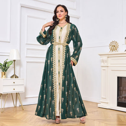 Women's Embroidered Cardigan Vest Two-piece Dress