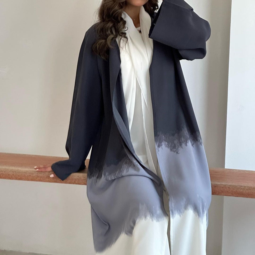 Tie Dye Cape Cardigan Dress Open Abaya