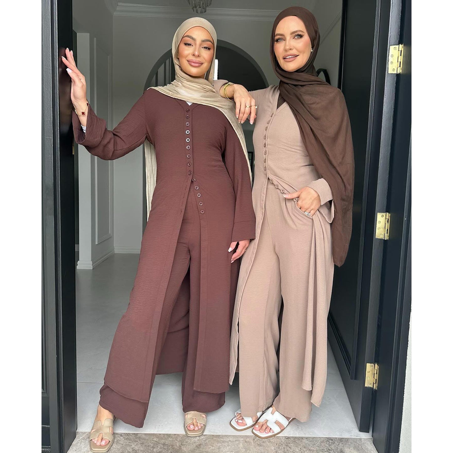 Women's Two-piece Set with Solid Color Buckles