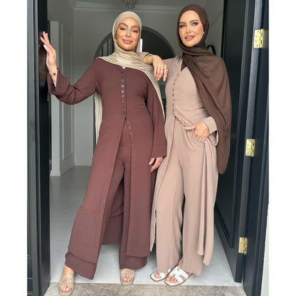 Women's Two-piece Set with Solid Color Buckles