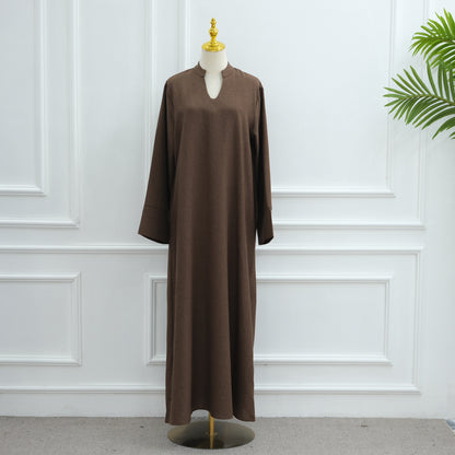 Loose-Fit Solid Color Modest Abaya Dress