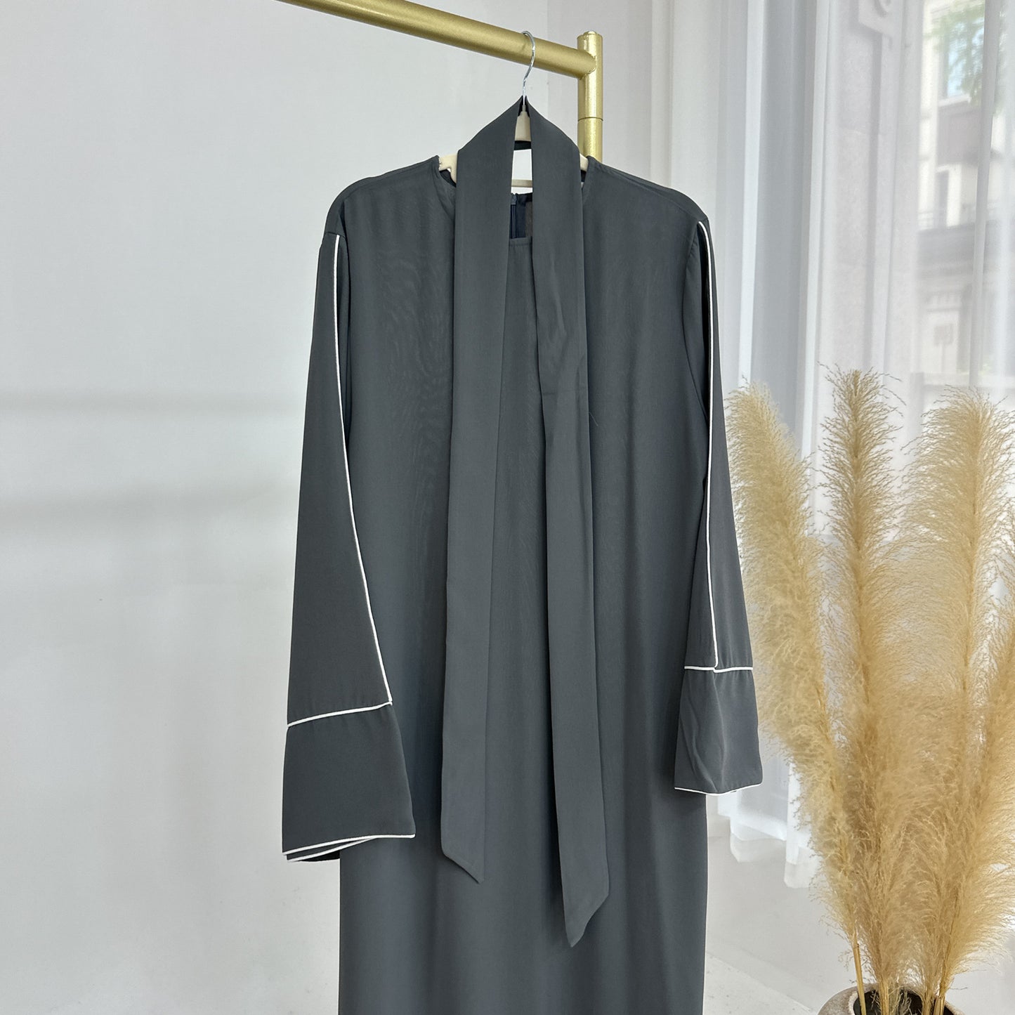Stylish Solid Color Modest Abaya Dress