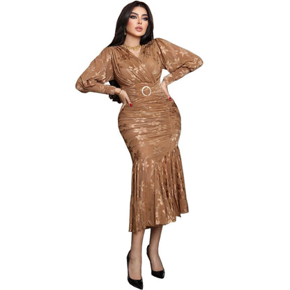 Women's Street V-neck High Elastic Wrap Hip Dress