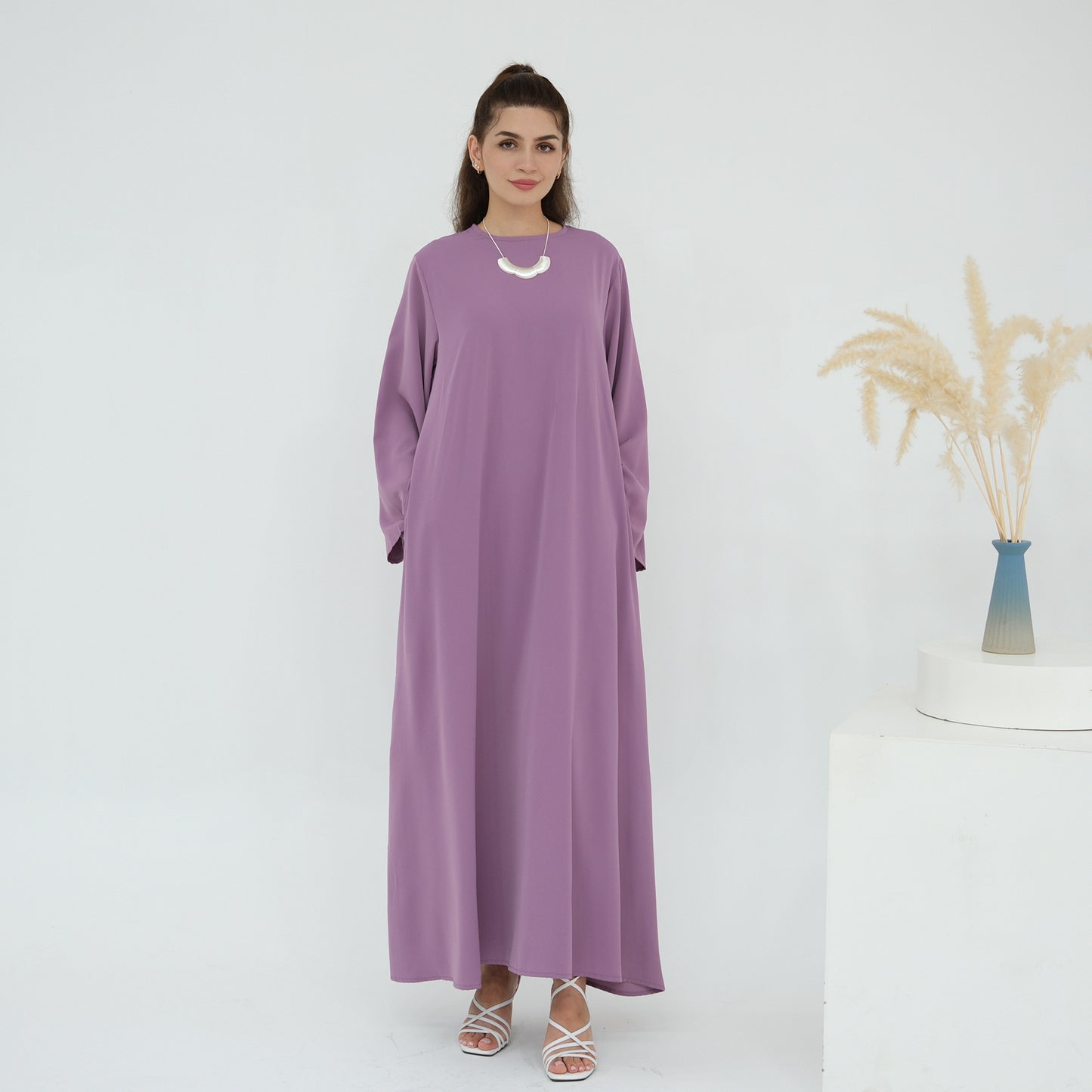 Premium Nida Fabric Modest Maxi Dress with Flared Silhouette