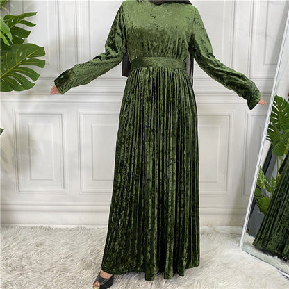 Women's Gold Velvet Dress