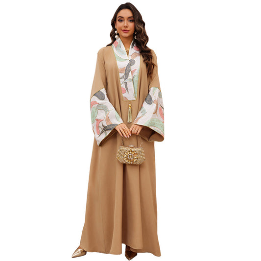 Women's Embroidered Panelled Fringed Dress