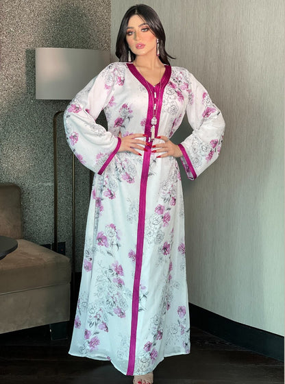 Women's Gold Silk Chiffon Ink Print Dress