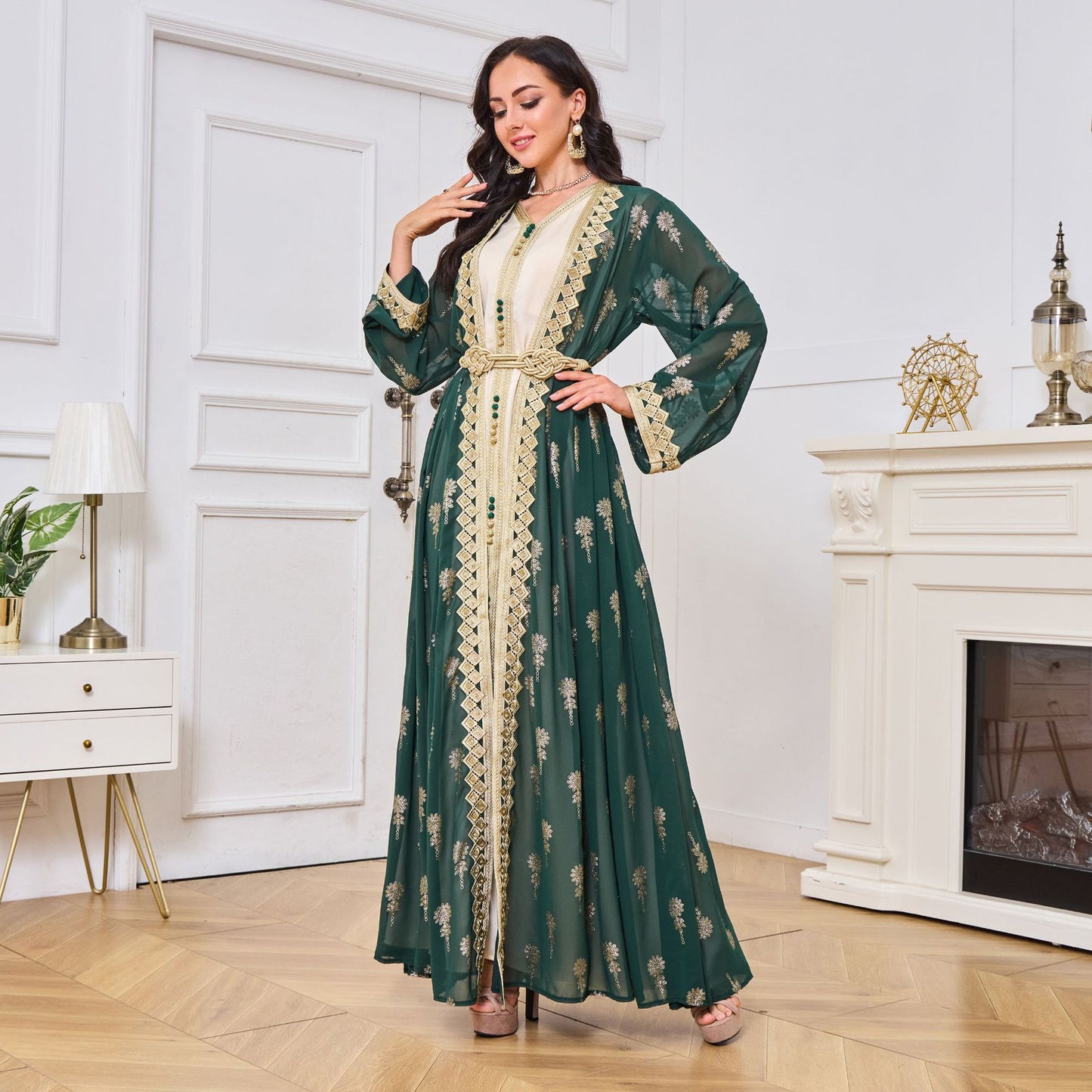 Women's Embroidered Cardigan Vest Two-piece Dress