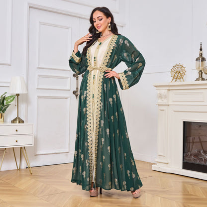 Women's Embroidered Cardigan Vest Two-piece Dress