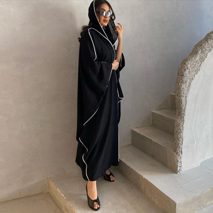 Striped Stitching Headscarf Cardigan Robe