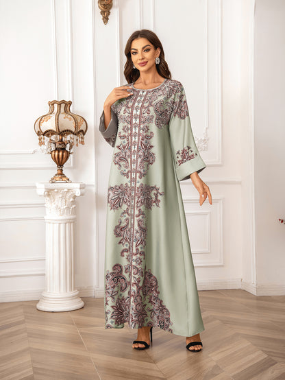 Hot Diamond Beaded Print Dress