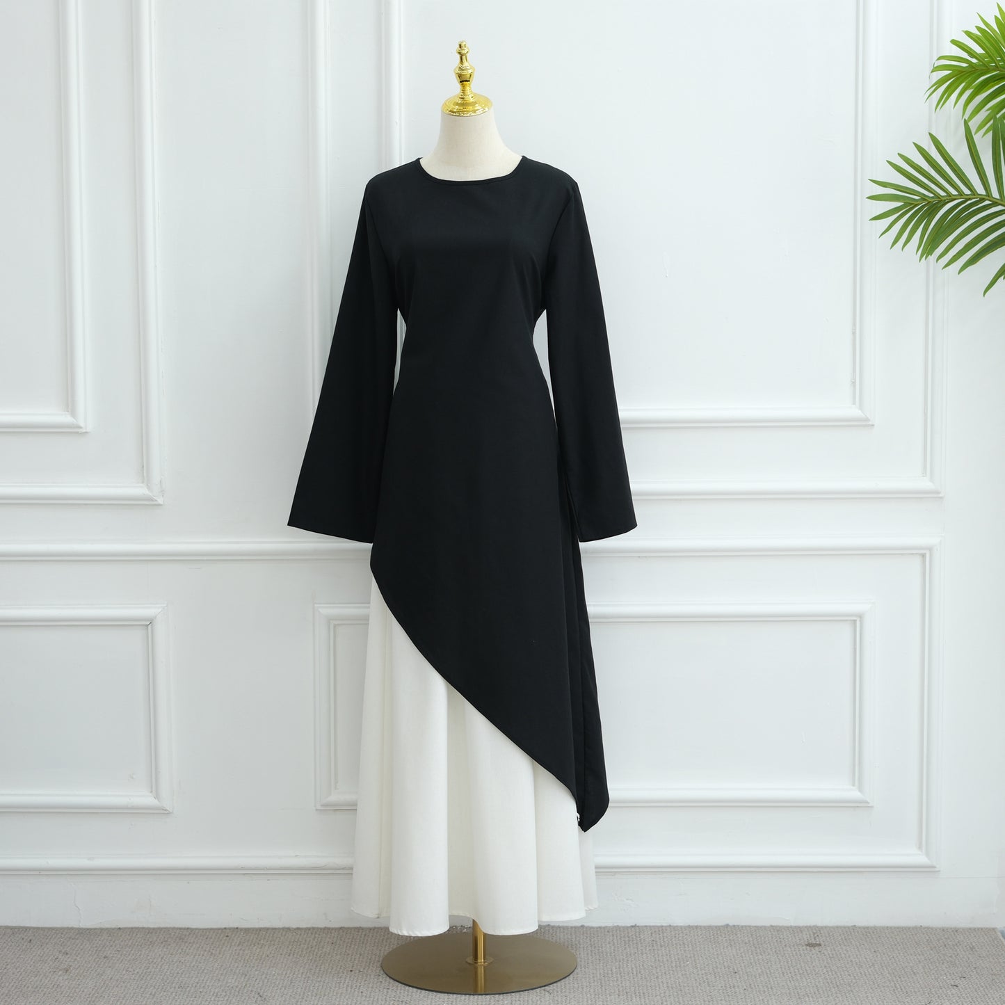 Elegant Asymmetric Top and A-Line Maxi Skirt Two-Piece Set