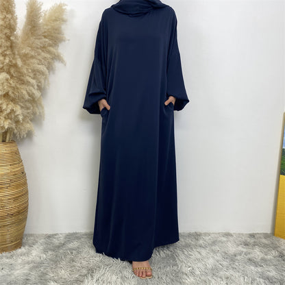 Women's Solid Color Dress with Pockets