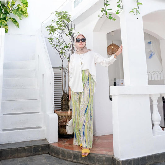 Loose Wide-leg Pleated Tie-dye Slacks Pant