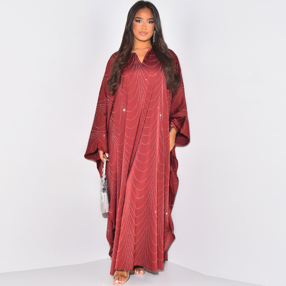 Women's Loose Hot Diamond Abaya Dress
