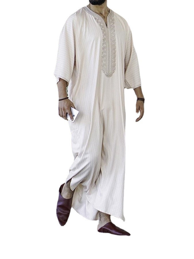 Ethnic Loose Casual Embroidered Thobe