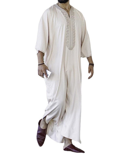 Ethnic Loose Casual Embroidered Thobe