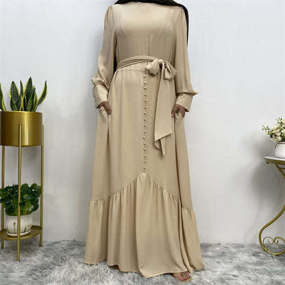 Plain Patchwork Modest Dress