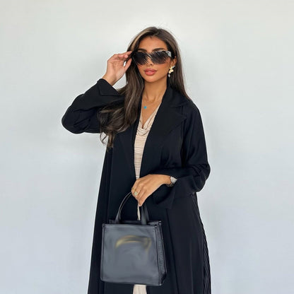 Women's Fashionable Black Robe Open Abaya