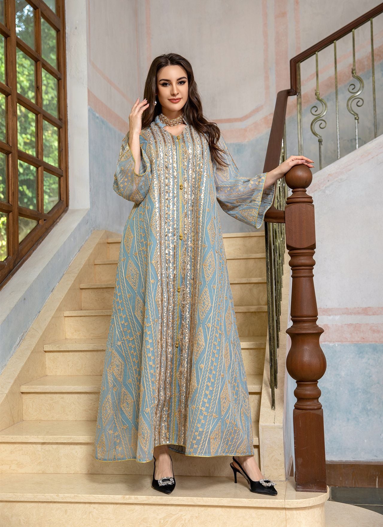 Mesh Embroidered Sequins Patchwork Dress