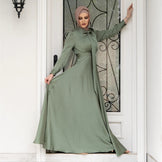 Women's Modest Stylish Big Satin Dress – Abayaya