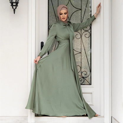 Women's Modest Stylish Big Satin Dress