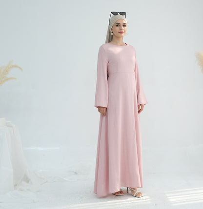Women's Solid Cotton and Linen Waist-cinching Robe
