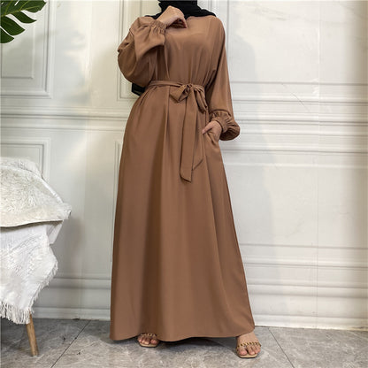Muslim Nida Belted Pocket Maxi Dress