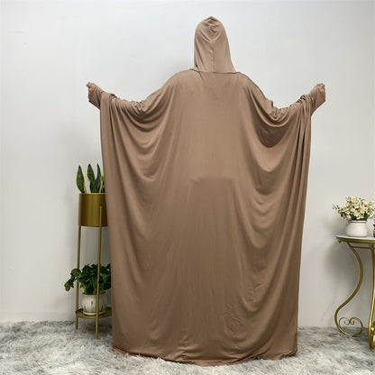 Solid Color Fashion Bat Sleeve Abaya Dress