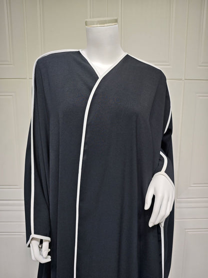 Striped Stitching Headscarf Cardigan Robe