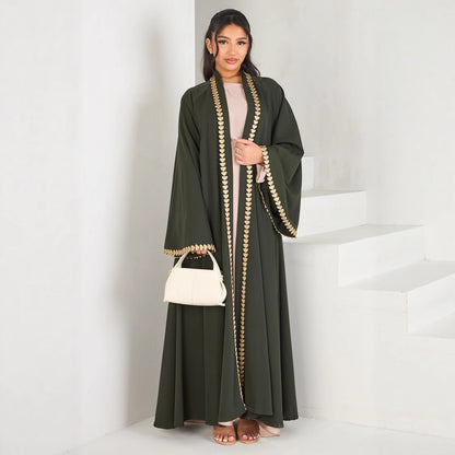 Women's Loose-trimmed Open Abaya Robe