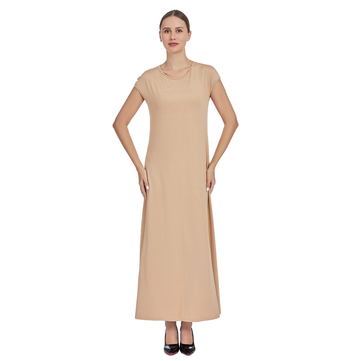 Chiffon Cape and Knitted Inner Long Dress Two-Piece Set