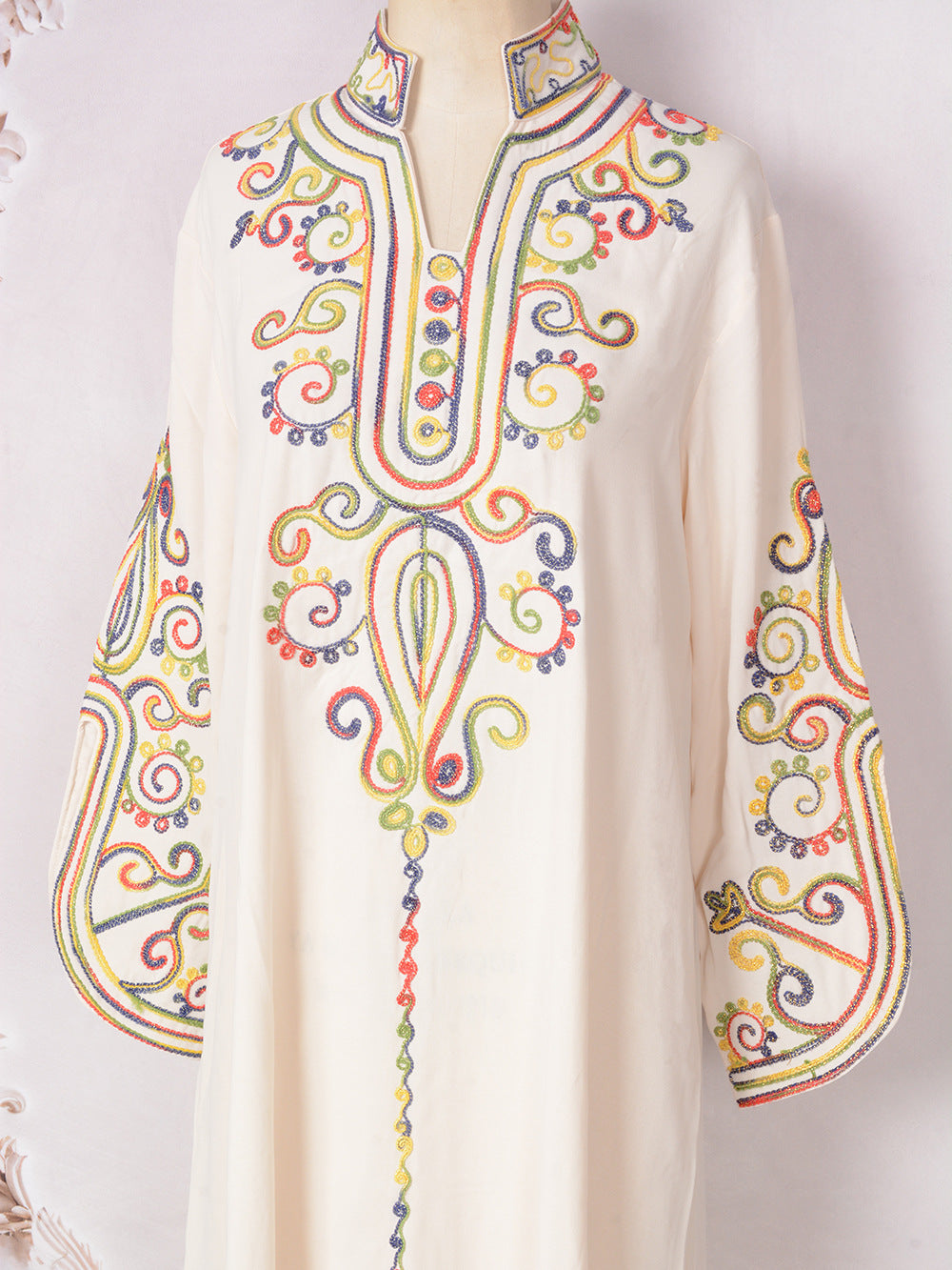 Women's Rope Embroidered Elegant Long-sleeved Dress