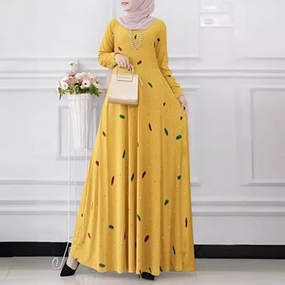 Women's Elegant Foliage Polka Dot Print Oversized Dress