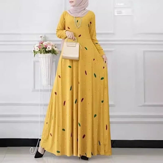 Women's Elegant Foliage Polka Dot Print Oversized Dress