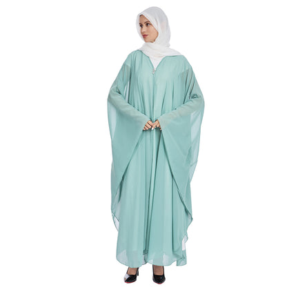 Chiffon Cape and Knitted Inner Long Dress Two-Piece Set