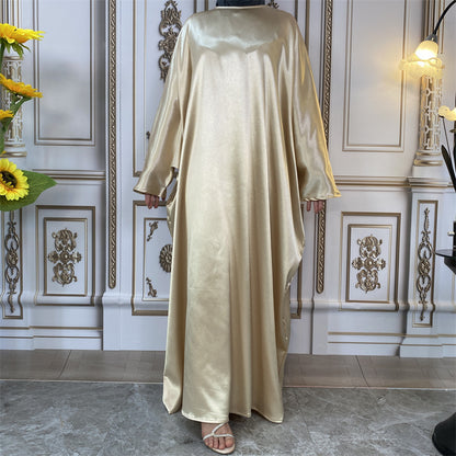 Simple Sparkling Satin Crewneck Dress