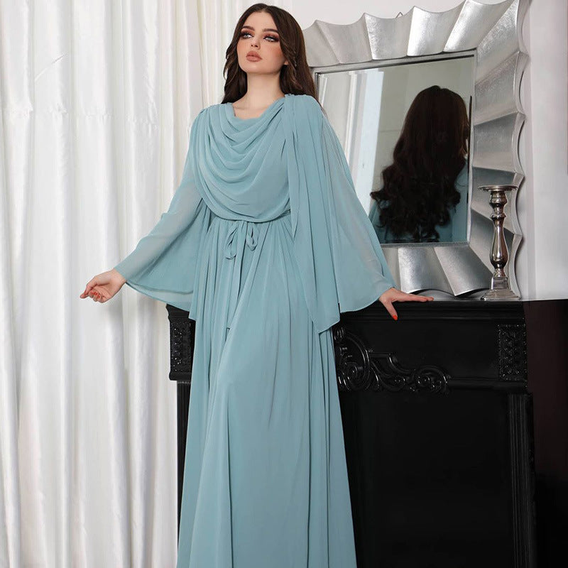 Women's Lace Up Flared Sleeve Dress