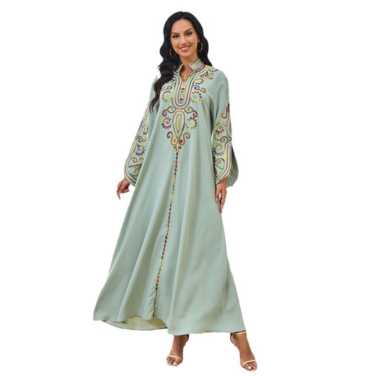 Women's Rope Embroidered Elegant Long-sleeved Dress