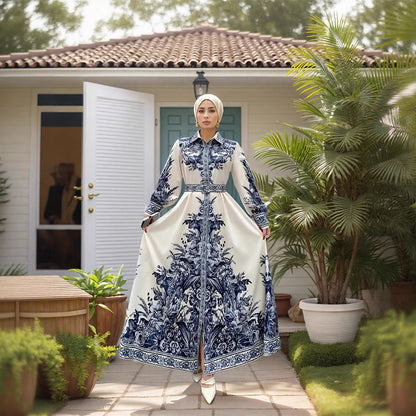 Open-Front Middle East Casual Maxi Abaya Robe