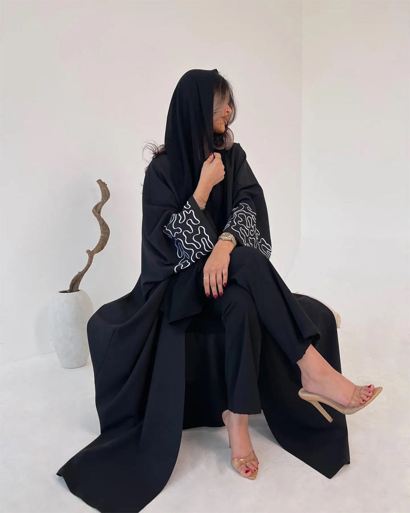 Embroidered Long Sleeve Robe