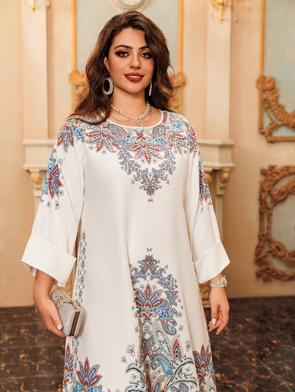 Women's Printed Flower Hot Diamond Dress