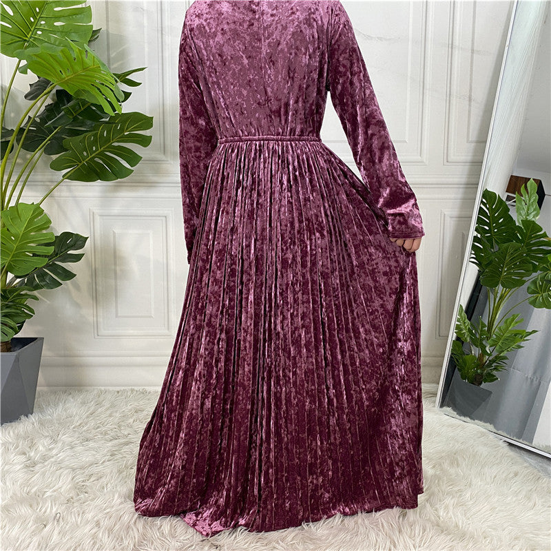 Women's Gold Velvet Dress